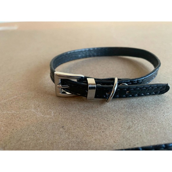 Faux Patent Crocodile Leather X-Small Dog Collar Cat Collar BLACK Alloy Buckle - Picture 6 of 9
